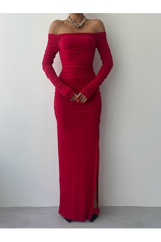 S-pazarım Vasco Madonna Drapeli Elbise Kırmızı