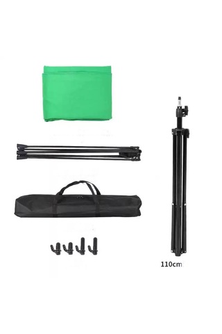 Fototek 2x2m Yeşil Fon Perde + 2x2m Fon Stantı Fotoğraf Video Çek