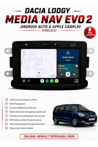 Dacia Lodgy Media Nav Evo 2 Navigasyon Multimedya Carplay /android Auto Özellikli 1.0.15 Versiyon 7"