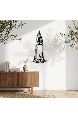 Besmele Yazılı Mum Metal Tablo Siyah