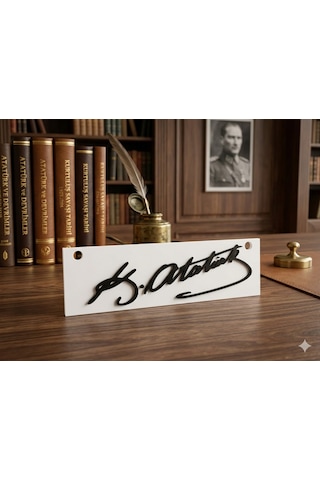 Atatürk İmzalı 3d Kabartmalı Araç Süsü Premium Beyaz & Siyah Tasarım 19cm Atatürk İmzalı 3d Kabartmalı Araç Süsü Premium Beyaz & Siyah Tasarım 19cm