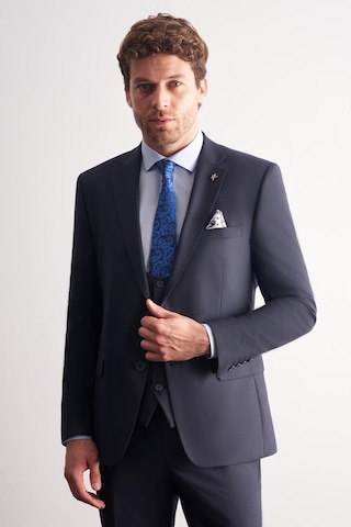 İmza Lacivert Mono Yaka Astarlı Çift Yırtmaç Esnek 6 Drop Slim Fit Basic Yelekli Takım Elbise 1001255186 Lacivert