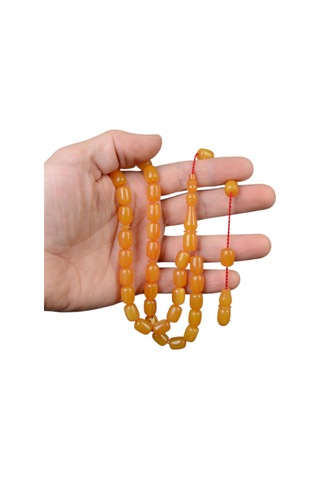 Kapsül Kesim 12x8 Mm Sıkma Kehribar Sistem Püsküllü Tesbih Sarı
