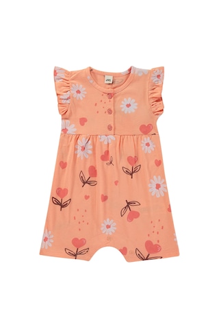 Civil Baby Kalp Çiçek Empirme 6-18 Ay Tulum - Pudra Somon