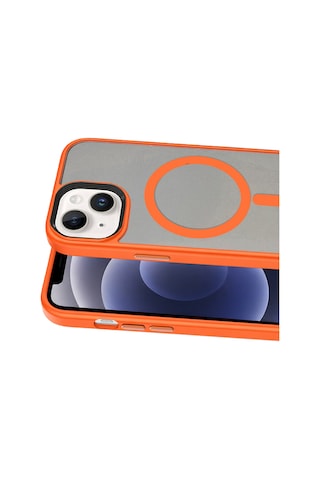 Joko - 364 - Apple iPhone Uyumlu 15 Megane Magsafe Kapak - Csmo-tex - - Turuncu