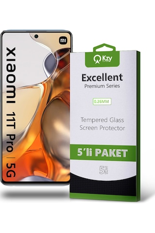 Xiaomi Mi 11T PRO 5G ile Uyumlu Temperli Ekran Koruyucu Kırılmaz Cam Ekonomik 5'li Paket