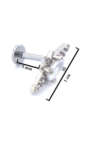 Ferizz 316l Çelik Zirkon Taşlı Kutup Yıldızı Piercing Prc-156 Gümüş