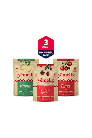 Freeze Dried 3'lü Mix Avantaj Paketi Dondurularak Kurutulmuş Çilek-kavun-elma Kuru Meyve Cipsi 45 G