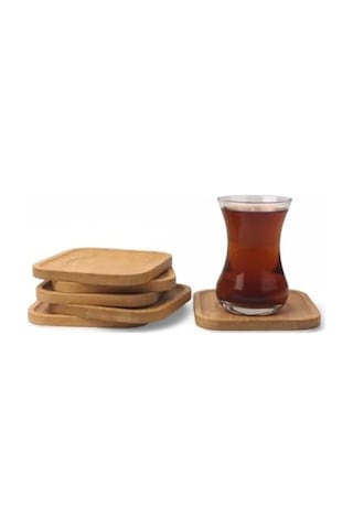 Bambu Kare Çay Tabağı Bardak Altlığı 6&apos Lı Set Dekoratif Ve Doğal Bambu Altlık Şık Ve Dayanıklı Tasarım 10cm X 10cm 1
