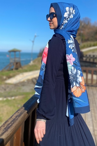 Rabia Şamlı Bade Elbise Lacivert Normal