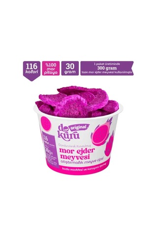 Dokuru Original Mor Ejder Meyvesi Atıştırmalık Meyve Cipsi 30 Gr 10 G