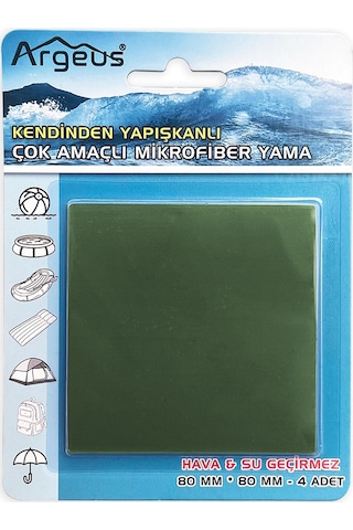 Argeus 4'lü Fiber Çanta Delik Tamir Yaması Haki Çok Renkli