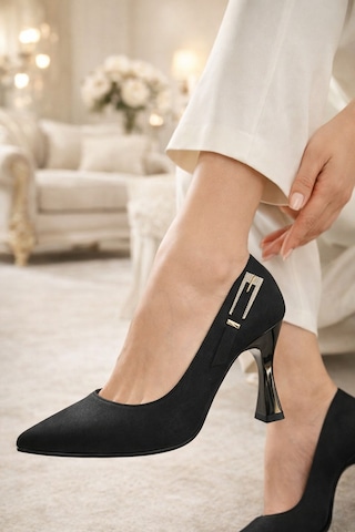 Firibu Nude Kroko Kadın Klasik Stiletto Topuklu Ayakkabı Özel Gün & Ofis Baglar-tpk Siyah - Amélie