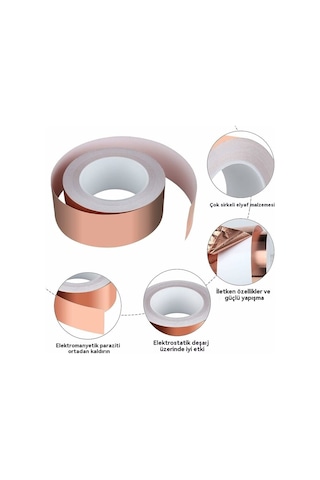 Bakır Folyo Bant 30m X 50mm, Premium Bakır Folyo Bant Emc Koruma Bandı Emı Koruması, El Sanatları, Sümüklü Böcek Kovucu, Elektrik Onarımları, Kağıt Devreleri İçin Yapışkan Bant