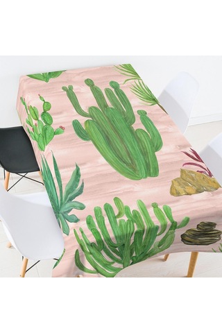 Suntek Tropikal Bitki Baskılı Masa Örtüsü Çiçek Kare-5