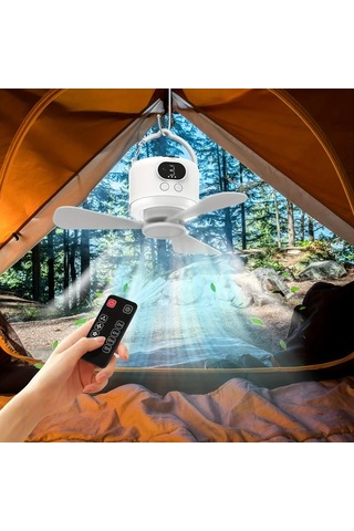 Willowhaven 10400mah Taşınabilir Kamp Fanı Usb Şarjlı Beyaz Led Gece Lambası Çadır İçin Bakır - Siyah