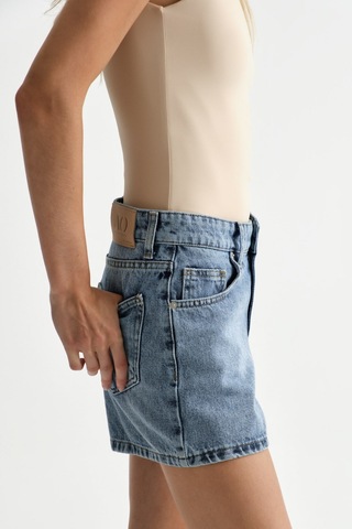 Açelyaokcu Premium Kaida Denim Mini Şort Mavi