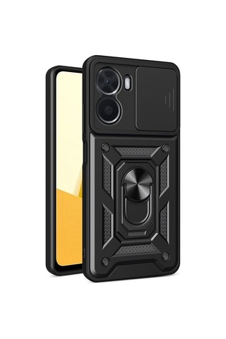 Vivo Y16 Kılıf Sert Silikon Tank Aramid Sürgülü Vega Yüzüklü