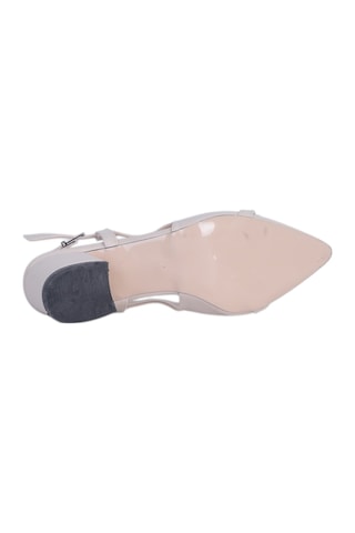 Ayışığı 2812 Krem 5cm Slingback Cilt Kadın Topuklu Ayakkabı