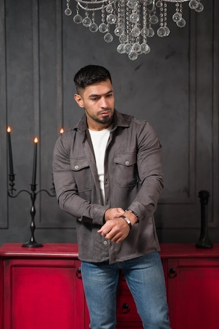 Advante Regular Fit Likralı Çift Cepli Pamuklu Astarsız Süet Gömlek Antrasit