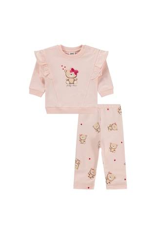 Civil Baby Fiyonklu Ayıcık Baskılı 6-18 Ay Takım - Pembe