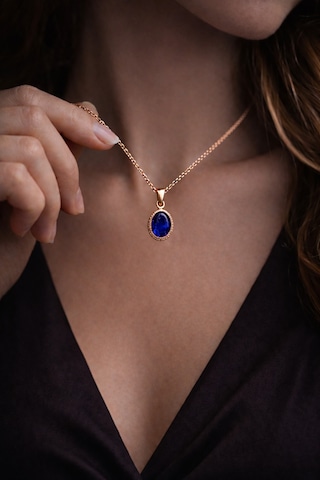 Kadın Bakır Kolye Doğal Koyu Mavi Safir Taşlı Minimal Model Kolye Diğer