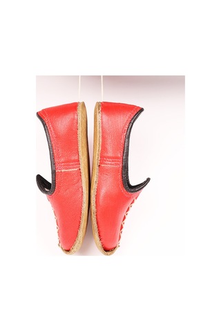 El Yapımı Hakiki Deri Çocuk Yöresel Yemeni Çarık Kırmızı