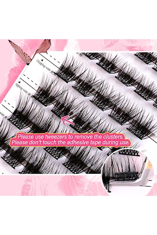 Yaleker Z'lraqı Beauty Doğal Kalın Otomatik Yapışkan Tek Tek Takma Kirpikler 10mm,12mm,14mm 30 Adet Kelebek Burcu + Pinzetle Mf10-7 Gümüş