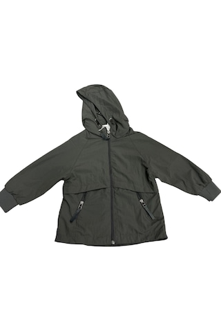 Erkek Bebek Fermuar Kapamalı Cepleri Fermuarlı İçi File Astarlı Kapüşonlu Antrasit Renk Yağmurluk Antrasit