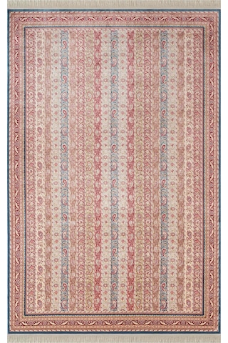 Imperial Luxe Il006r Koyu Mavi Kırmızı Halı Çerçeve Klasik Desen 100 Tarak Bambu Viskon İpek Serisi-713 Mavi
