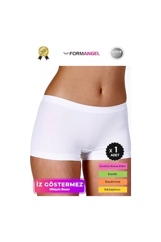 Kadınboxer Toparlayıcı Şekillendirici Seamless Kaymaz Kadın Dikişsiz Boxer İç Çamaşırı - 1 Adet Beyaz