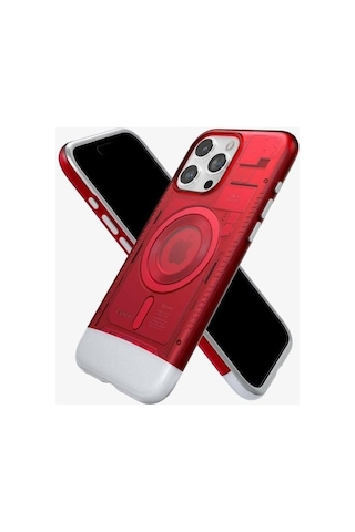Spigen İphone 15 Pro İle Uyumlu Kılıf Classic C1 İmac G3 Desing Magfit Magsafe Uyumlu Ruby Kırmızı