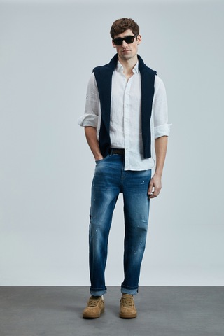 Lufian Salvator Smart Jean Erkek Pantolon Slim Fit Mavi Mavi 111200205100300 Mavi