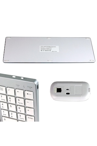 K835 Çift Modlu Kablosuz Klavye 2.4 Ghz + Bluetooth 3.0/5.0, Şarj Edilebilir, Çoklu Cihaz Desteği Gümüş Optik