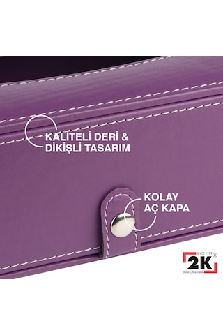 2k Suni Deri Peçetelik Mendil Kutusu 13 24 6 Cm. Lila Mor
