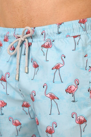 John Frank Flamingo Desenli Hızlı Kuruyan Mayo Short Erkek Mayo Short Jfsssw43 Açık Mavi