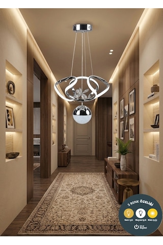 Led Avize 3 Renk Küçük Dron Toplu Krom Salon,mutfak,yatak Odası,koridor