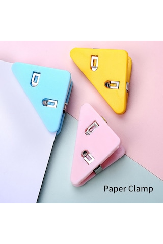 Yaleker Sj-01 Pet Kağıt Klembi, 40 Yaprak Kapasitesi, Siyah, 5 Adet/kutu, Üçgen Köşe Deseni Gümüş