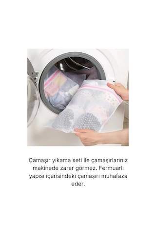 Çok Fonksiyonlu Dayanıklı Yıkama Renkli Fermuarlı Kirli Temiz Sepeti Fileli Çamaşır Torbası 3 Adet Çok Renkli