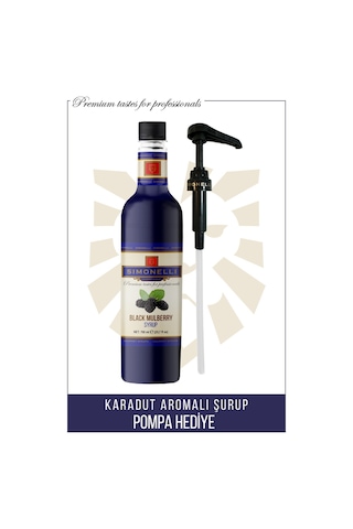 Simonelli Kahve Şurubu ve Kokteyl Şurubu Karadut Aromalı 700 ML + Pompa