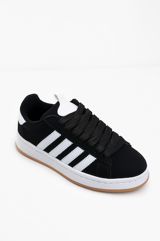 Bartrobel Kadın Süet Siyah Beyaz Spor Ayakkabı Sneaker