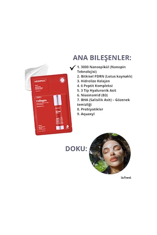Medipeel Red Lacto Collagen 3000 Shot Serum 2 Step Mask 1,5 G + 25 Ml 5 Adet Kolajen Ve Mikro İğneler Maske