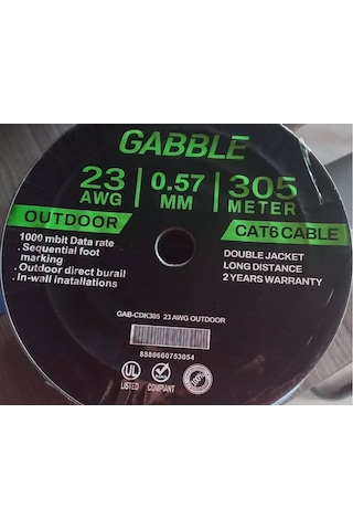 Gabble Cat6 Dış Ortam Kablo 305mt 23awg 0.57mm