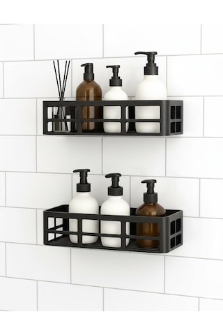 Yapışkanlı Duş Rafı 2 Adet Paslanmaz Banyo Şampuanlık Organizer Delmeden Montaj Geniş Kapasiteli Duş Or Çok Renkli
