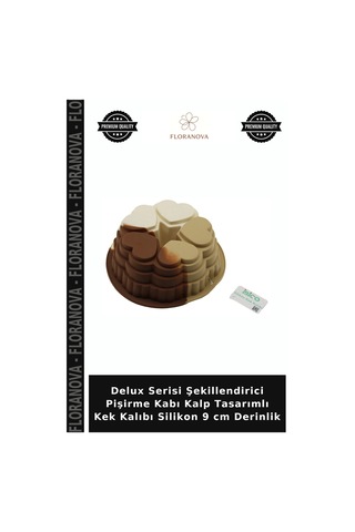 Delux Serisi Şekillendirici Pişirme Kabı Kalp Tasarımlı Kek Kalıbı Silikon 9 Cm Derinlik Çok Renkli