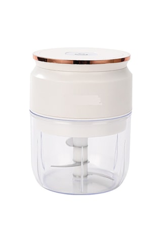 Vkemall Usb Şarjlı Elektrikli Sarımsak Dilimleyici, Su Geçirmez, Kesici Bıçaklı Sebze-ürün Öğütücü Beyaz Beyaz