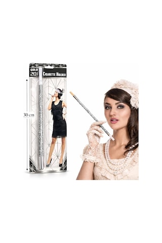 30 Cm Gümüş Payetli Tutacağı 1920 Ler Gatsby Parti Aksesuarı