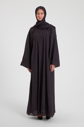 Şakika Shine Taşlı Abaya Ferace & Şal - Standart Beden & Farklı Boy Mürdüm