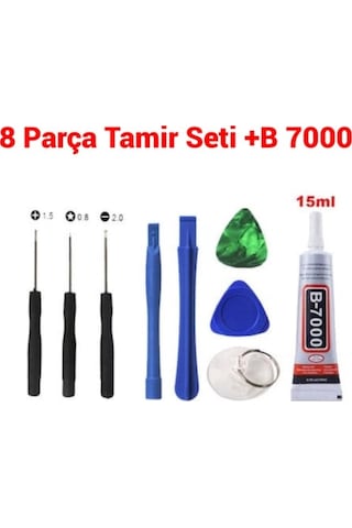 Telefon Ekran Açma Seti Tamir Kiti + 8 Parça Sökme - Takım + B7000 Telefon Ekran Açma Seti Tamir Kiti + 8 Parça Sökme - Takım + B7000