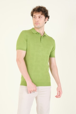 Giyim Dünyası Erkek Çıtçıtlı Desenli Polo Yaka Merserize T-shirt Yeşil 001